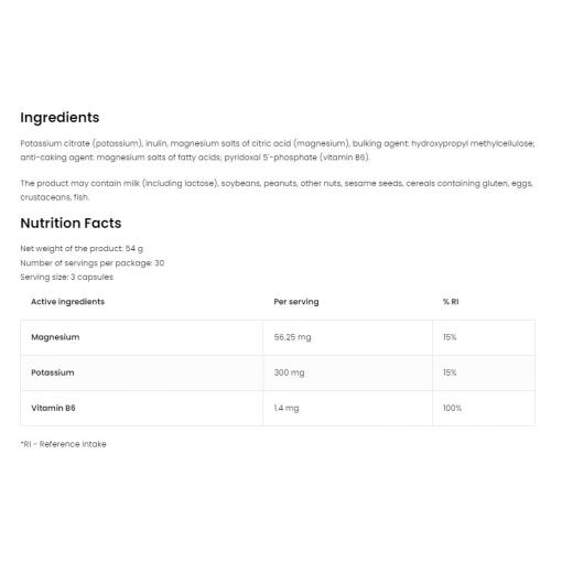 OstroVit - Pharma Magnesium Citrate + Kalium + B6 P-5-P, 90 kapslar - Bild 2