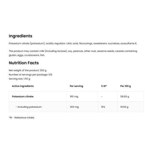 OstroVit - Kaliumcitrat, 200 g Citron-Lime - Bild 2