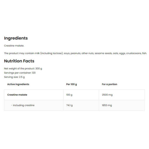 OstroVit - Tri-Kreatinmalat, 300 g, Naturlig - Bild 5