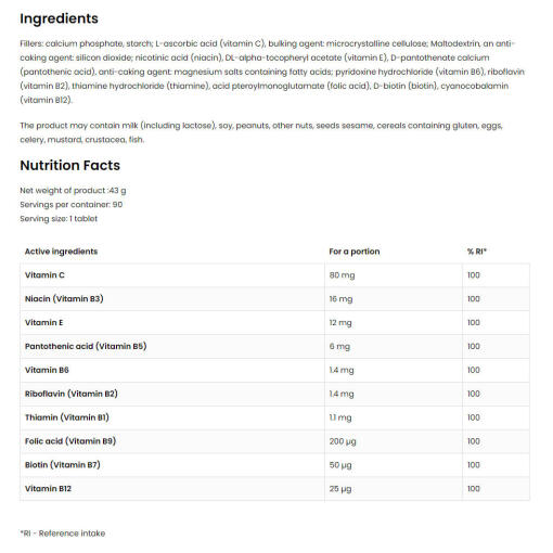 OstroVit - Vitamin B-komplex, 90 tabletter - Bild 2