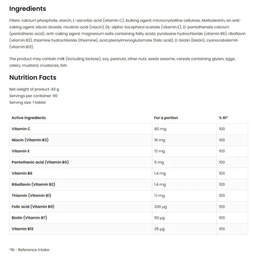 OstroVit - Vitamin B-komplex, 90 tabletter - Bild 2