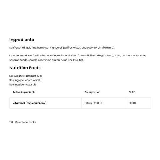 OstroVit - Vitamin D3 2000 IE, 60 mjukkapslar - Bild 2
