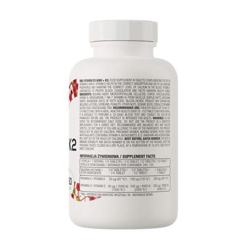 OstroVit - Vitamin D3 8000 IU + K2, 60 tabletter - Bild 2