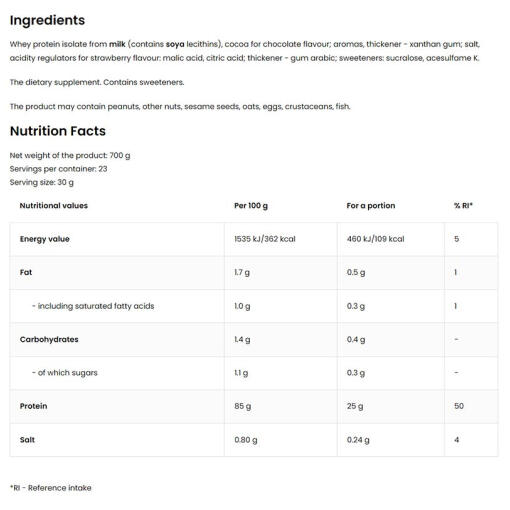 OstroVit - Vassleproteinisolat, 700 g, Choklad - Bild 4