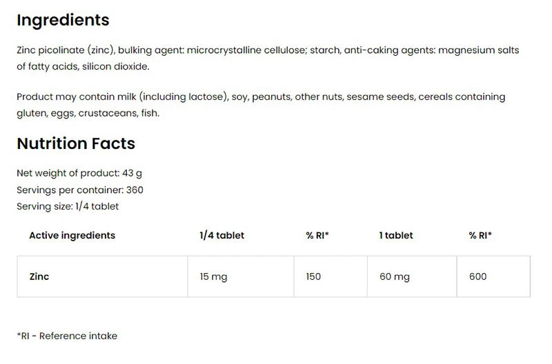OstroVit - Zink 60 mg, 90 tabletter - Bild 2