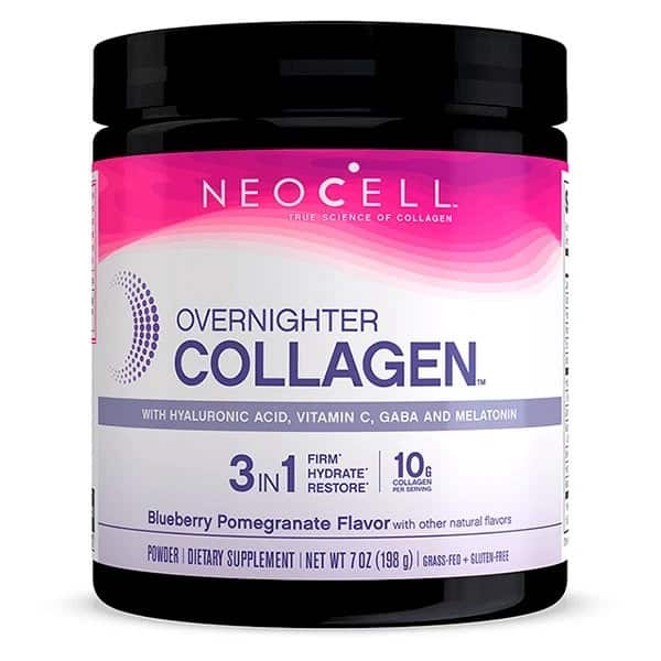 NeoCell - Overnighter Collagen, Blåbär Granatäpple - 198g | Hälsa och välbefinnandeHår och naglarHälsokostKollagenSömnstödGabaMelatoninVitalitetFräsch hudSkönhet | Apoteka