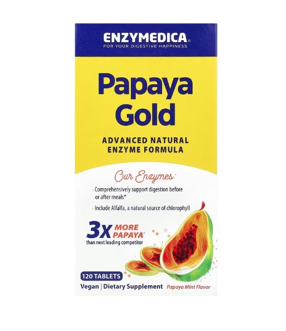 Enzymedica - Papaya Gold, Papayamynta, 120 tabletter | Veganska produkterHälsa och välbefinnandeHälsokostMatsmältningshälsaEnzymerNordisk vitalitet | Apoteka