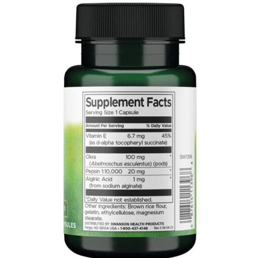 Swanson - Pepsin & Okra, 90 kapslar - Bild 3