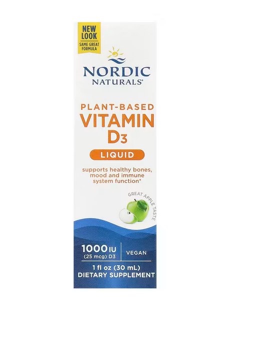 Nordic Naturals - Växtbaserad D3-vitamin, Äppelsmak, 1000 IE - 30 ml | Vitaminer och MineralerHälsa och välbefinnandeVissa vitaminerD-vitaminHälsokostBiohacking | Apoteka