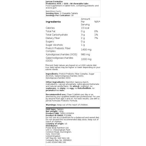 Jarrow Formulas - Prebiotika XOS + GOS, 90 tuggtabletter - Bild 2