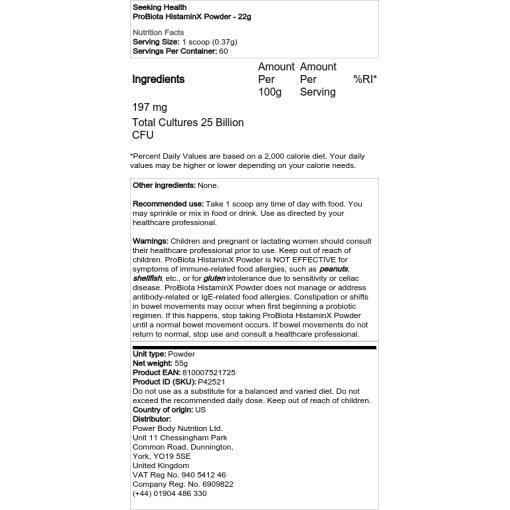 Seeking Health - ProBiota HistaminX, Pulver, 22g - Bild 2