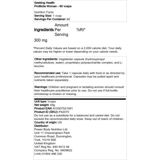 Seeking Health - ProBiota Kvinna, 60 vegetabiliska kapslar - Bild 2