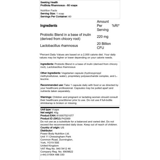 Seeking Health - ProBiota Rhamnosus, 60 vegetabiliska kapslar - Bild 2