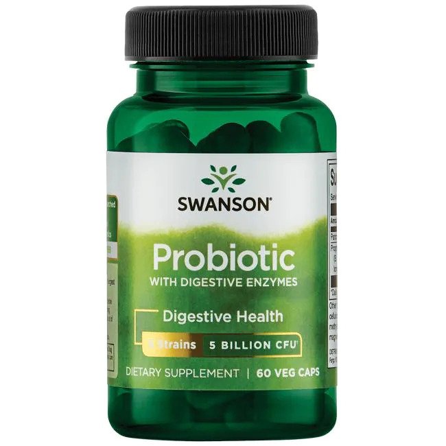 Swanson - Probiotika med Matsmältningsenzymer, 60 kapslar | Hälsa och välbefinnandeHälsokostKreatintillskottFitness och träningMatsmältningshälsaProbiotikaEnzymer | Apoteka