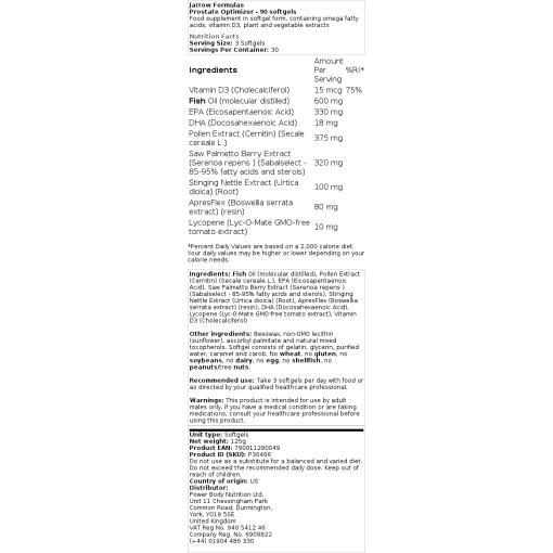 Jarrow Formulas - Prostate Optimizer, 90 mjukkapslar - Bild 2