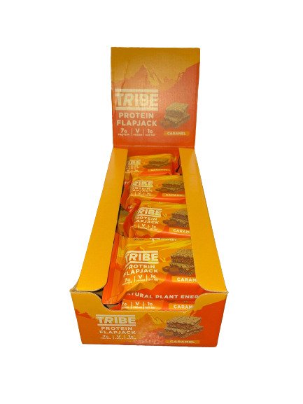 Tribe - Protein Flapjack, Karamell - 12 x 50g | Veganska produkterHälsokostProteinerProteinbarsFitness och träning | Apoteka