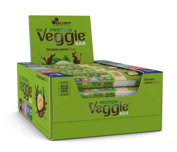 Olimp Nutrition - Veggie Proteinbar, Choklad Jordnöt, 25 x 50g | Veganska produkterHälsokostProteinbars | Apoteka
