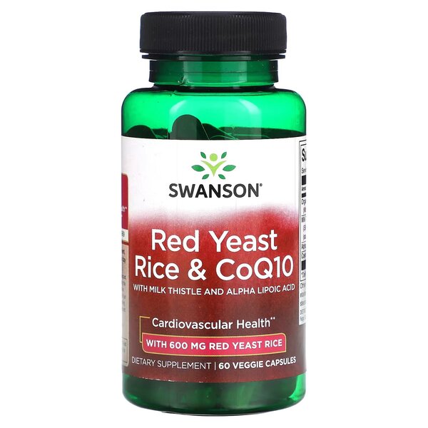 Swanson - Röd Jäst Ris &amp; CoQ10, 60 vegetabiliska kapslar | Vitaminer och MineralerHälsa och välbefinnandeHälsokostCoQ10Organ från gräsbetade nötkreaturKoenzym Q10 | Apoteka