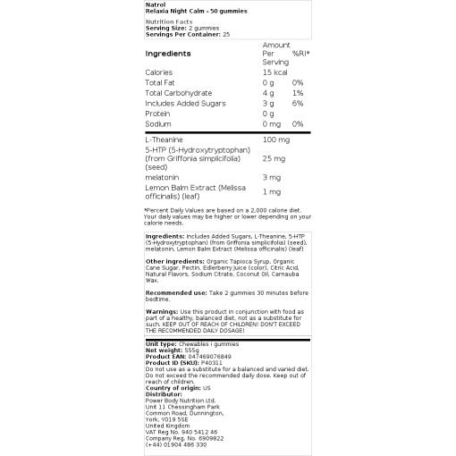 Natrol - Relaxia Night Calm, 50 gummier - Bild 2