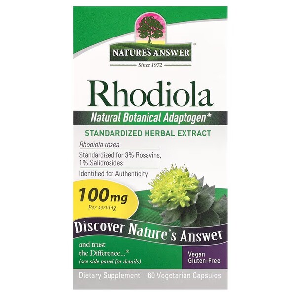 Natures Answer - Rhodiolarot, 100 mg - 60 vegetabiliska kapslar | Vitaminer och MineralerVeganska produkterHälsa och välbefinnandeHälsokostRhodiola | Apoteka