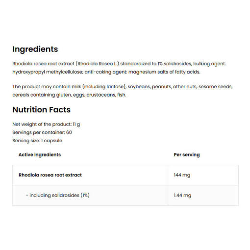OstroVit - Rhodiola Rosea, 60 kapslar - Bild 2