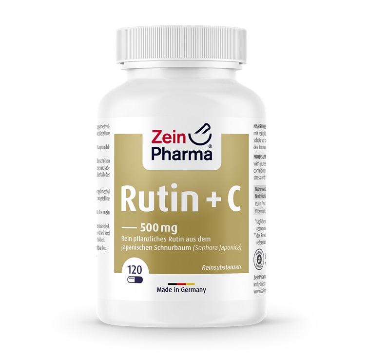 Zein Pharma - Rutin + C, 500 mg - 120 vegetabiliska kapslar | Vitaminer och MineralerHälsa och välbefinnandeÖgonhälsaHälsokostVitamin C | Apoteka