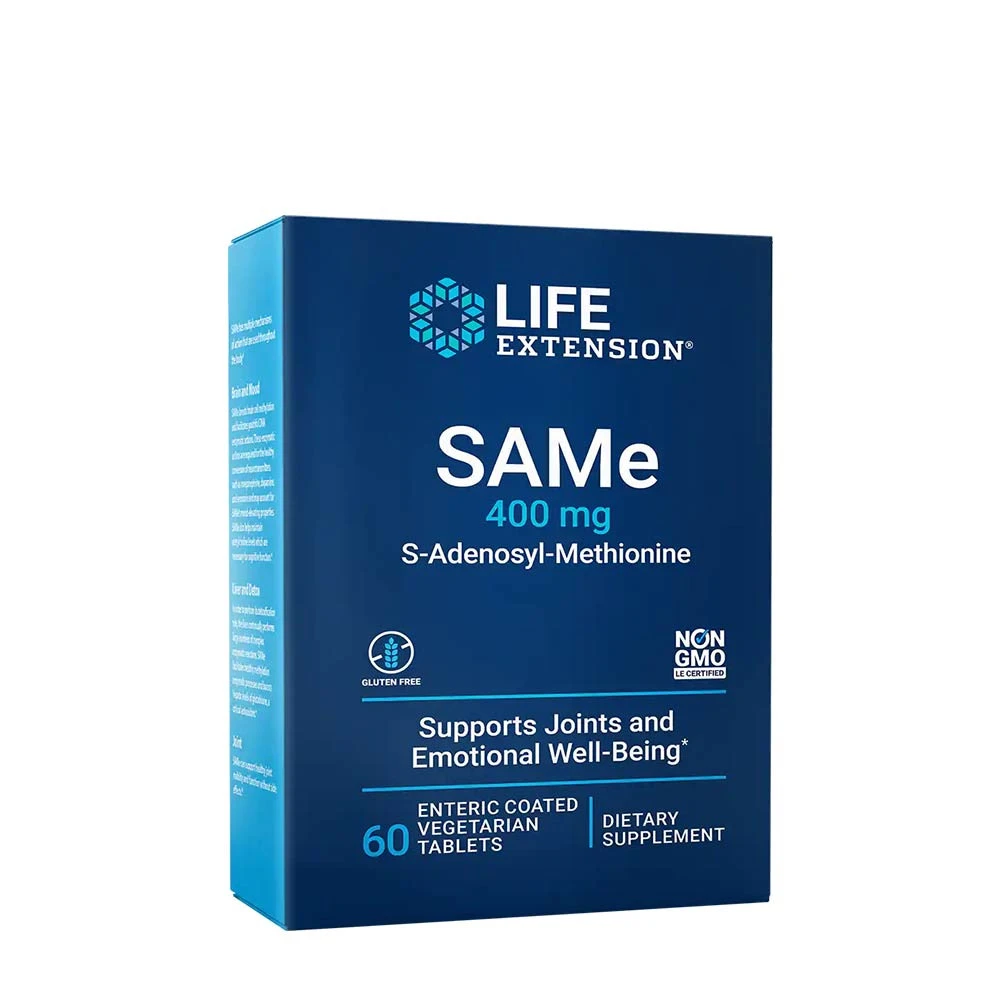 Life Extension - SAMe S-Adenosyl-Metionin, 400 mg, 60 enterodragerade tabletter | Vitaminer och MineralerHälsa och välbefinnandeAntioxidanterAminosyror och BCAAMental fokus och minneImmunförsvaretHälsokostSömnstödFitness och träning | Apoteka