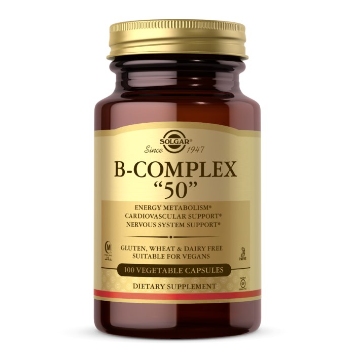 Solgar - B-Complex 50, 100 kapslar | Vitaminer och MineralerVissa vitaminerB-vitaminNiacinFolsyra | Apoteka