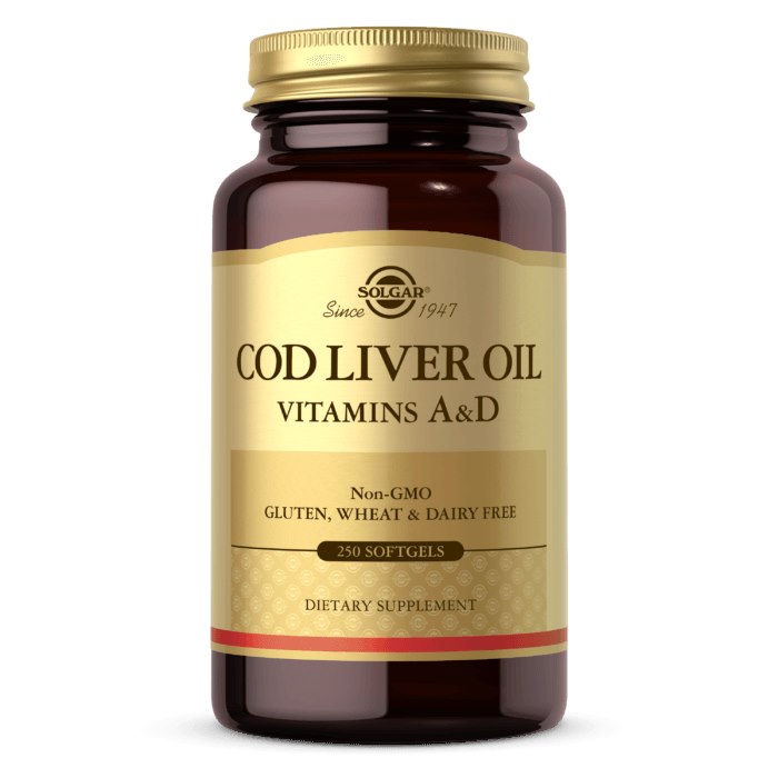 Solgar - Torskleverolja med Vitamin A & D, 250 kapslar | Vitaminer och MineralerD-vitaminK-vitaminOmegas - EFA - CLA - oljorA-vitaminOmega & Näringsoljor | Apoteka