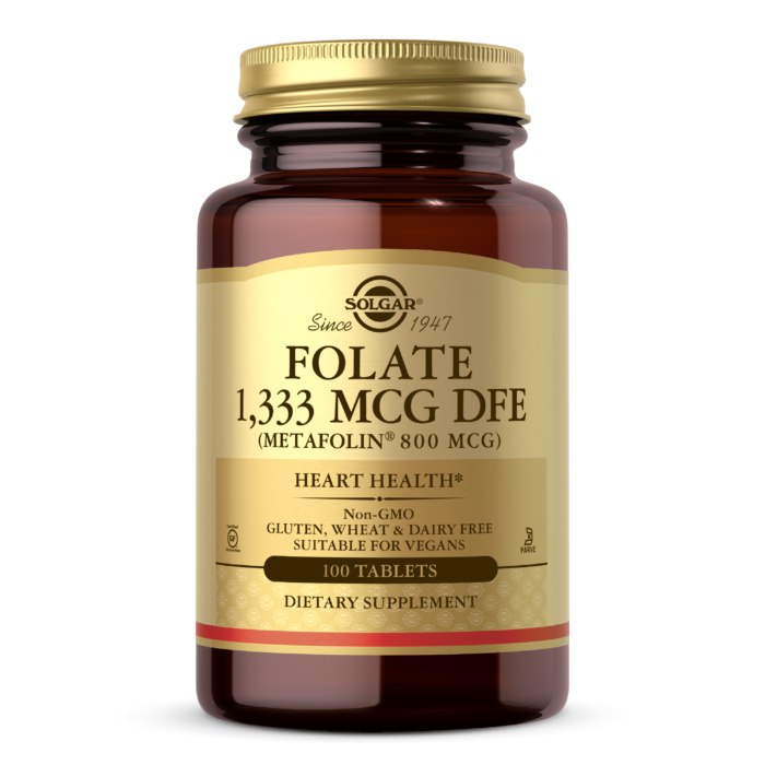 Solgar - Folate (Metafolin), 800 mcg, 100 tabletter | Vitaminer och MineralerVissa mineralerVissa vitaminerFolat | Apoteka