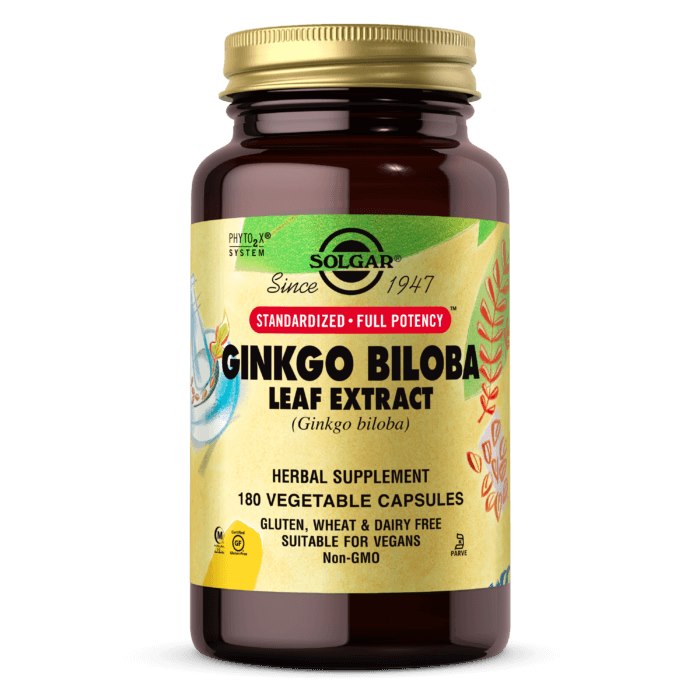 Solgar - Ginkgo Biloba Bladextrakt, 180 kapslar | Vitaminer och MineralerHälsa och välbefinnandeÖrttillskottÖrter och växtbaserade preparat | Apoteka