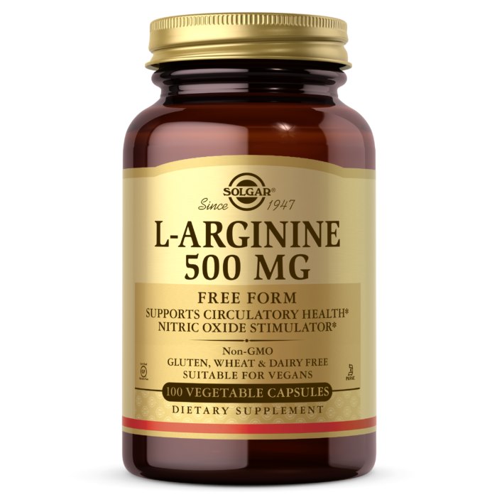 Solgar - L-Arginin Fri Form, 500 mg (100 kapslar) | Vitaminer och MineralerAminosyror och BCAAFitness och träningL-arginin | Apoteka