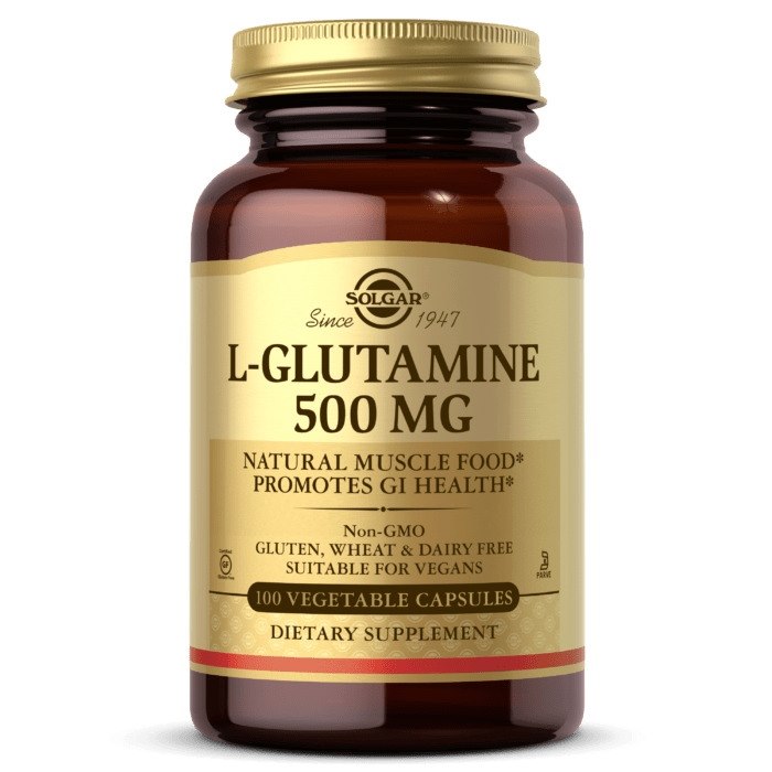 Solgar - L-Glutamin, 500 mg (100 kapslar) | Vitaminer och MineralerAminosyror och BCAAFitness och träningGlutamin | Apoteka