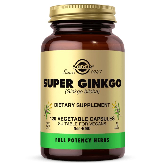 Solgar - Super Ginkgo, 120 kapslar | Vitaminer och MineralerHälsa och välbefinnandeÖrttillskottÖrter och växtbaserade preparat | Apoteka