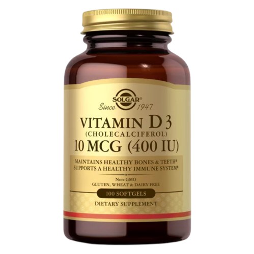 Solgar - Vitamin D3 (Kolekalciferol), 10 mcg (400 IE), 250 kapslar | Vitaminer och MineralerVissa vitaminerD-vitamin | Apoteka