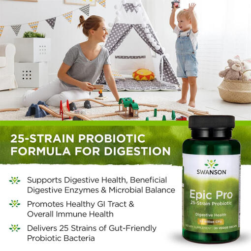 Swanson - Epic Pro 25-stams Probiotika, 30 miljarder CFU (30 vegetabiliska kapslar) - Bild 3