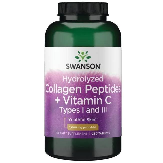 Swanson - Hydrolyserat Kollagen Typ I och III + Vitamin C, 250 tabletter | Vitaminer och MineralerHälsa och välbefinnandeHälsokostKollagen | Apoteka