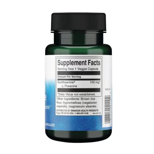 Swanson - Suntheanine L-Theanin, 100 mg - 60 vegetabiliska kapslar - Bild 3