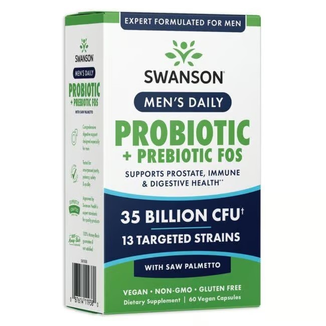 Swanson - Mens Daily Probiotika + Prebiotika, 60 kapslar | HälsokostMatsmältningshälsaProbiotika | Apoteka