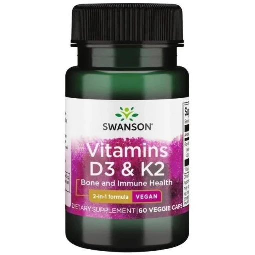 SWANSON Witamina D3 2000IU + K2 75mcg 60vcaps