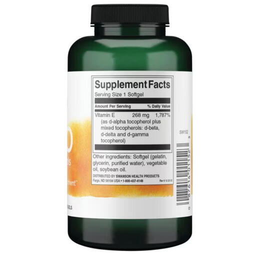 Swanson - Vitamin E Blandning, 400 IU, 250 kapslar - Bild 3