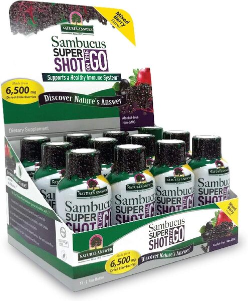 Natures Answer - Sambucus Super Shot On The Go, Blandade Bär - 12 x 60 ml | Vitaminer och MineralerVeganska produkterHälsa och välbefinnandeHälsokostNordisk vitalitet | Apoteka