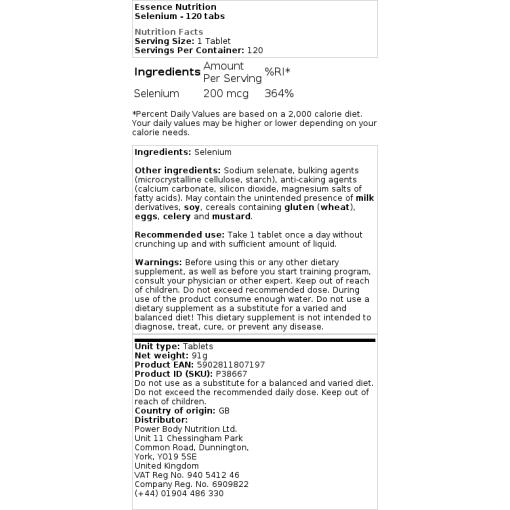 Essence Nutrition - Selen, 120 tabletter - Bild 2