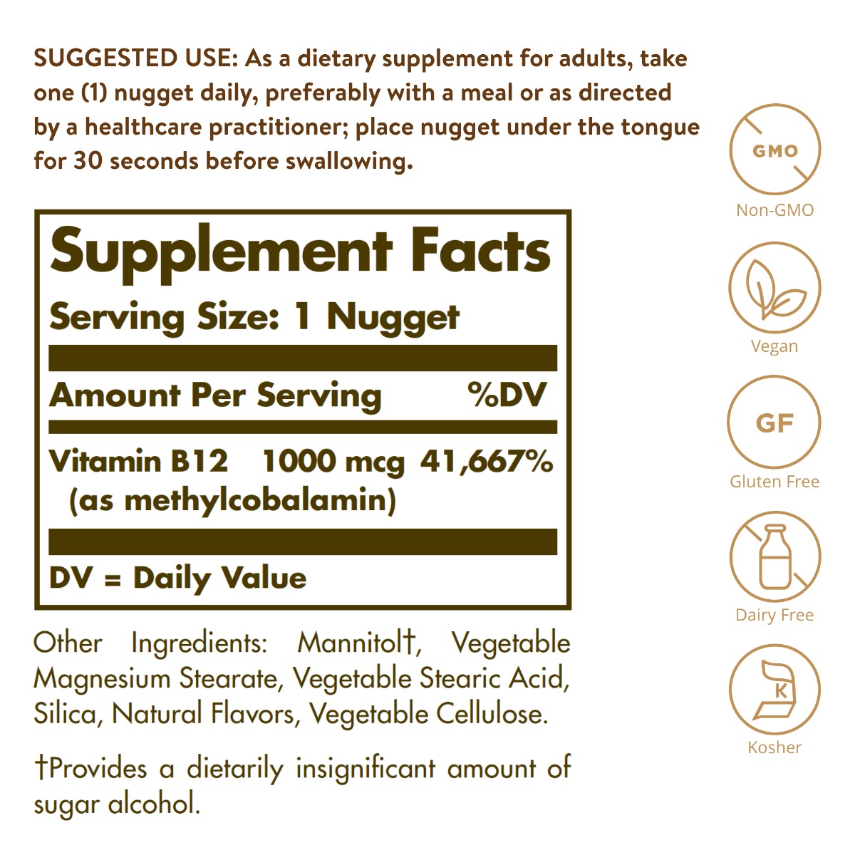 Solgar - Sublingual Metylkobalamin (Vitamin B12), 1000 mcg, 60 tabletter - Bild 6