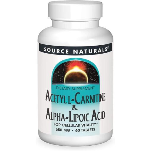 Source Naturals Acetyl-L-Carnitine & Alpha-Lipoic Acid 650mg 60 Veg. Tablets
