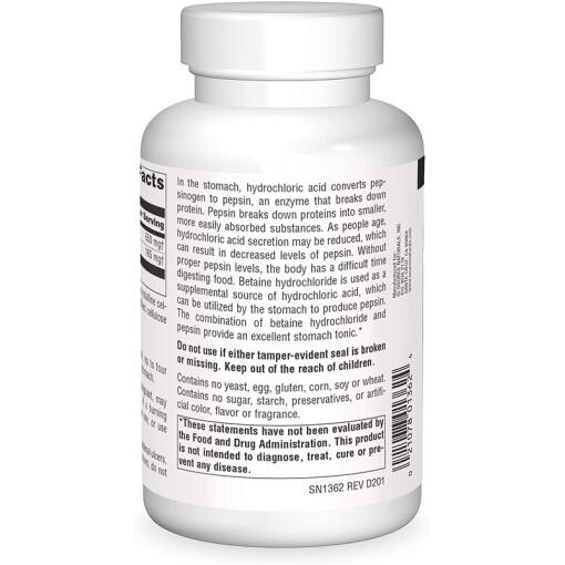 Source Naturals - Betaine HCl, 650 mg, 180 tabletter - Bild 4