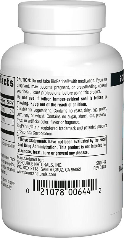 Source Naturals - BioPerine, 10 mg, 120 veg. tabletter - Bild 4
