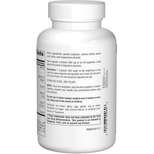 Source Naturals - Daily Essential Enzymes, 500 mg, 240 veg. kapslar - Bild 3