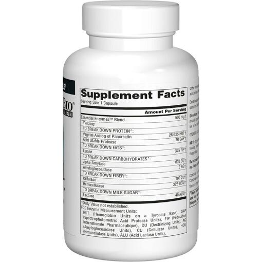 Source Naturals - Daily Essential Enzymes, 500 mg, 240 veg. kapslar - Bild 4