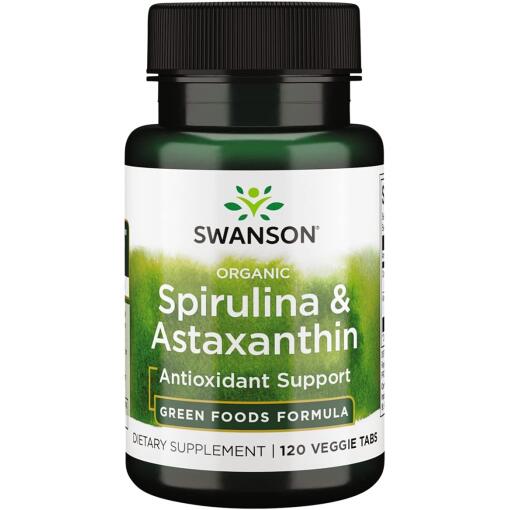 Swanson - Spirulina & Astaxantin, 120 vegetabiliska tabletter - Bild 2